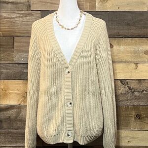 Fashion Cozy Tan Knit Cardigan Sweater